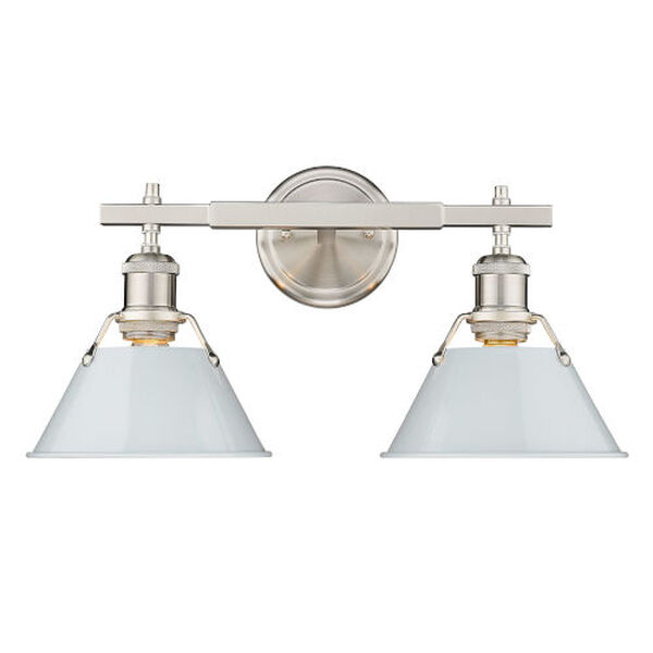 Orwell Pewter Two-Light Bath Vanity with Dusky Blue Shade, image 3